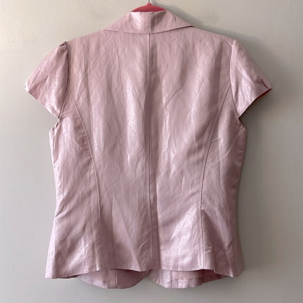 Sandro Cropped Blazer Pink Short Sleeve Size Large Tailored Chic - Picture 5 of 5